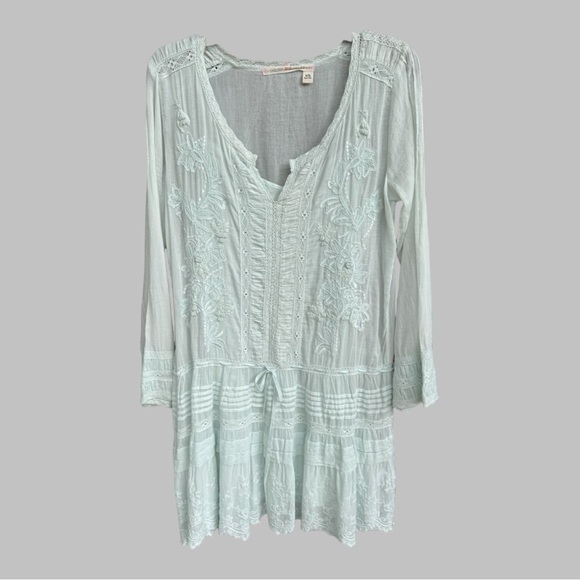 CHELSEA & VIOLET~SOFT NOSTALGIC~MIDI DRESS~PALE GREEN~LONG SLEEVE~DROP WAIST~BR - Picture 2 of 14